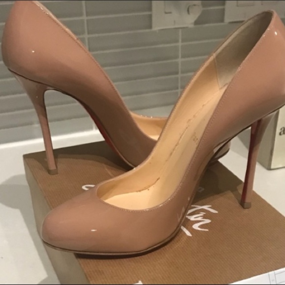 Christian Louboutin Merci Allen Nude Patent Pumps